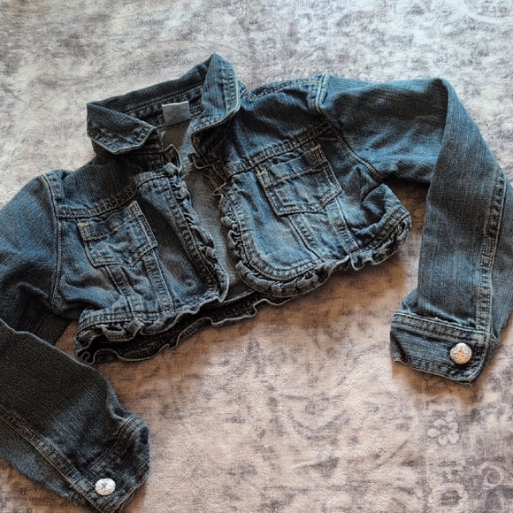 Gymboree Other - Gymboree Dark Blue Jean Jacket with Ruffle Trim